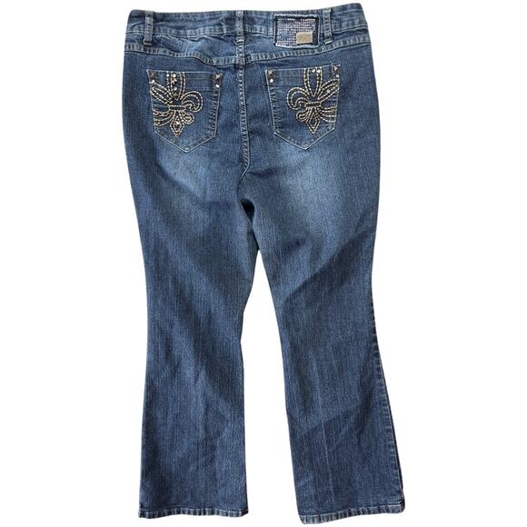 Womens Jeans Fleur de lis Medium Wash Boot Cut 14 - Picture 3 of 5